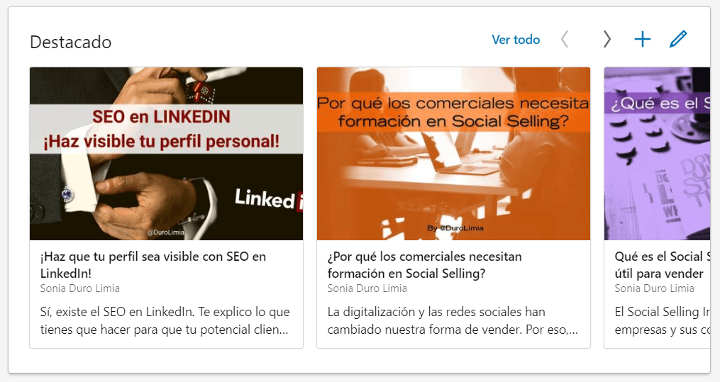 contenido multimedia en perfil de linkedin